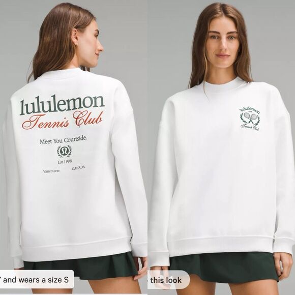lululemon athletica Tops - NWT Lululemon Heavyweight Fleece Pullover Tennis Club White Sweatshirt Size S